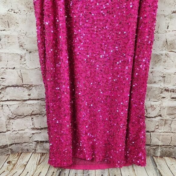 Retrofete Billy Sequin Dress in Knockout Pink Size XL NWT Spaghetti Straps - Picture 9 of 13